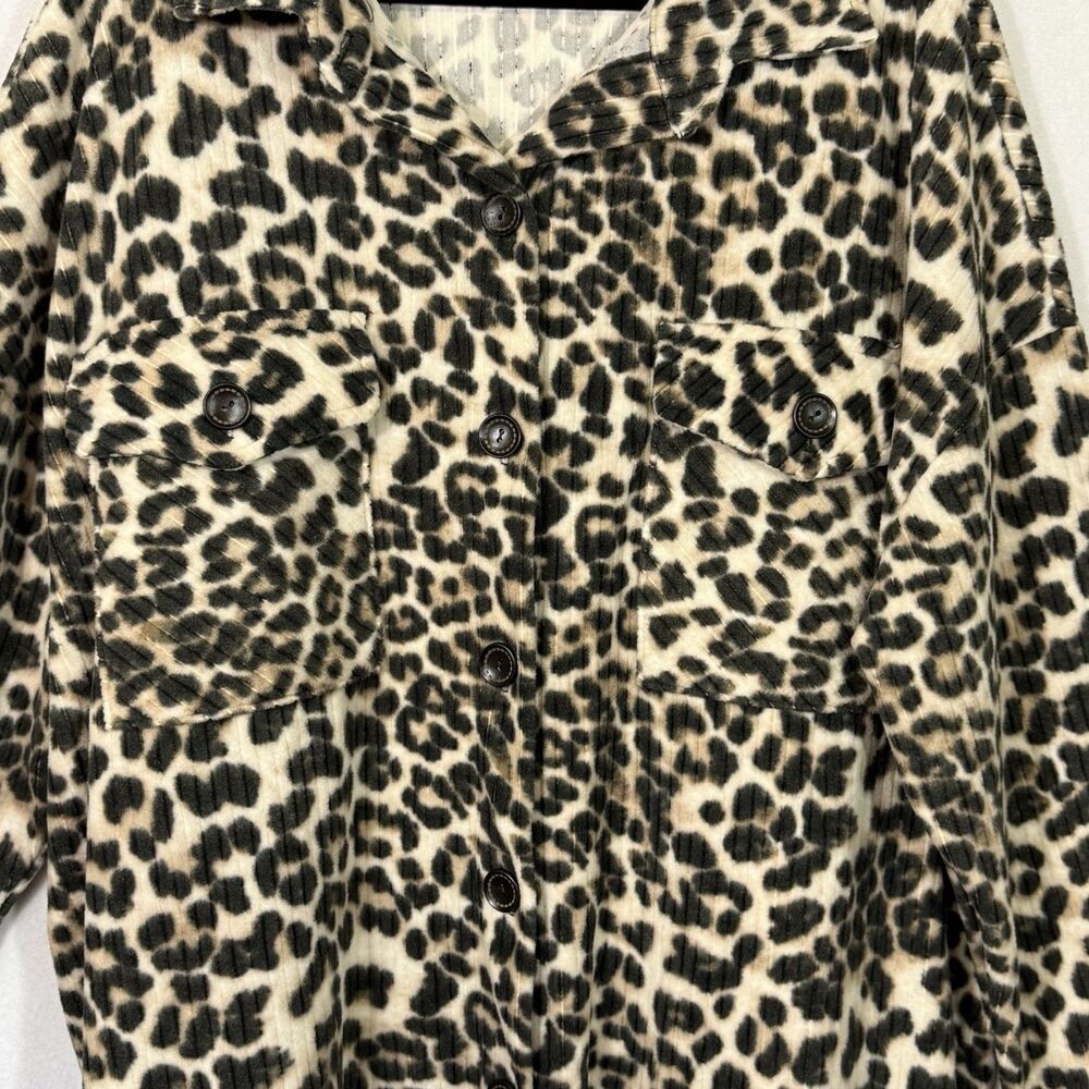 Ces Femme Oversized Leopard Animal Print Button Up Lightweight Shacket Size L - Picture 5 of 7